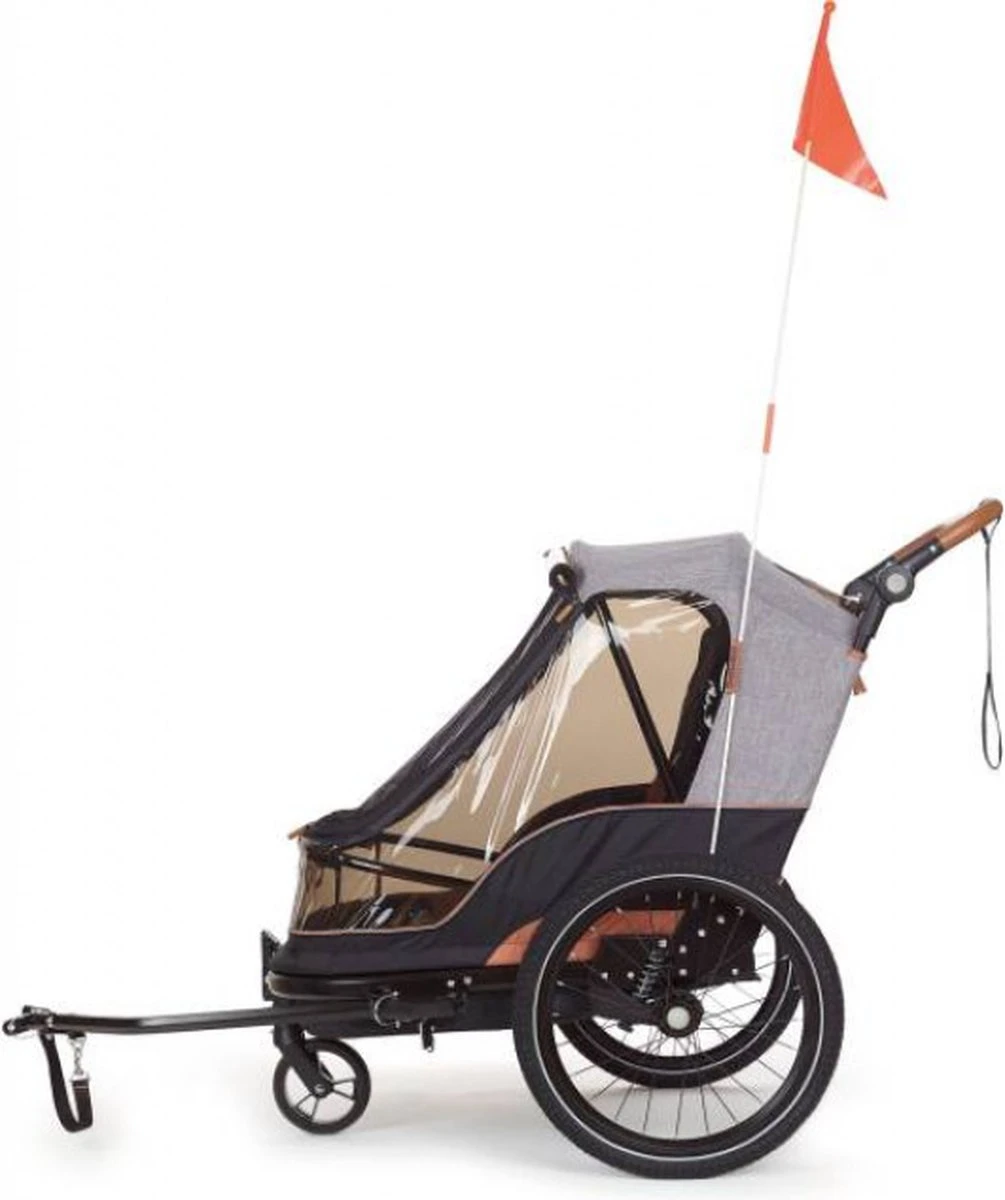 Bobike 2-in-1 Fietskar En Wandelwagen - Zwart/bruin - Afbeelding 6