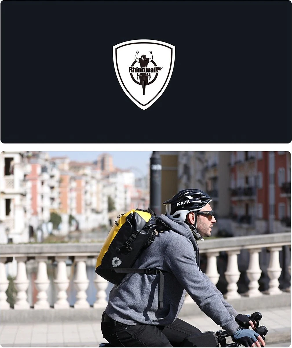 Fietstas - Rugzak - Rolltop - Schoudertas - Schooltas - Geel - Volledig Waterdicht 27L - Afbeelding 10