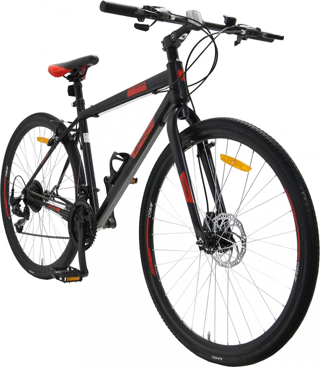Amigo Control - Mountainbike 28 Inch - Voor Dames En Heren - Met 21 Versnellingen - Zwart/Rood - Afbeelding 2