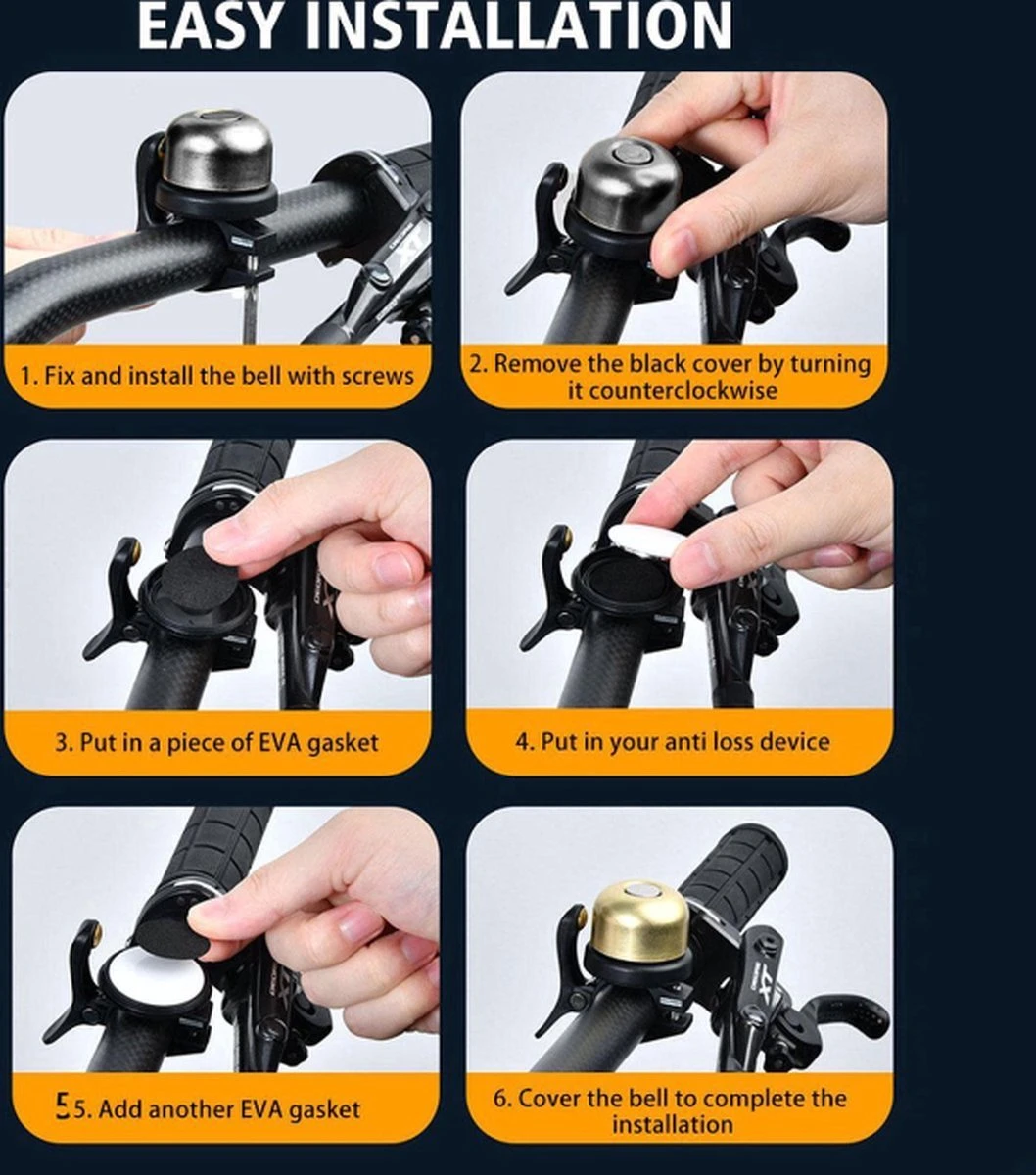 Merkloos HIGH QUALITY - Fietsbel GPS Tracker Fiets - Verborgen Houder Anti Diefstal Geschikt Voor Apple Airtag - Fietsalarm Voor E Bike – 100% Waterdicht - Afbeelding 4