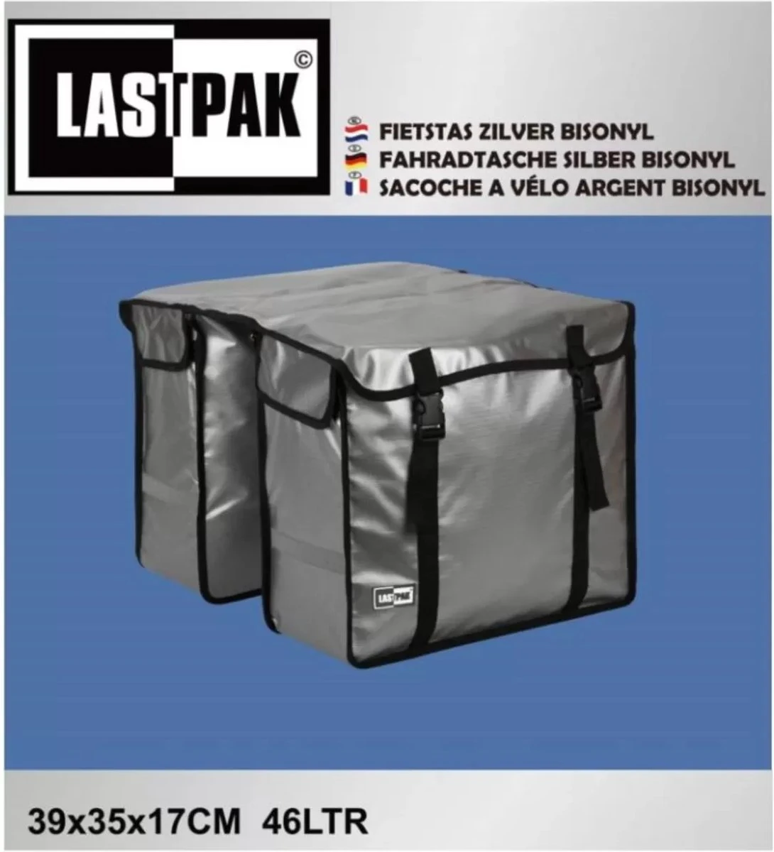 Lastpak Bisonyl Dubbele Fietstas - 46 L - Zilver