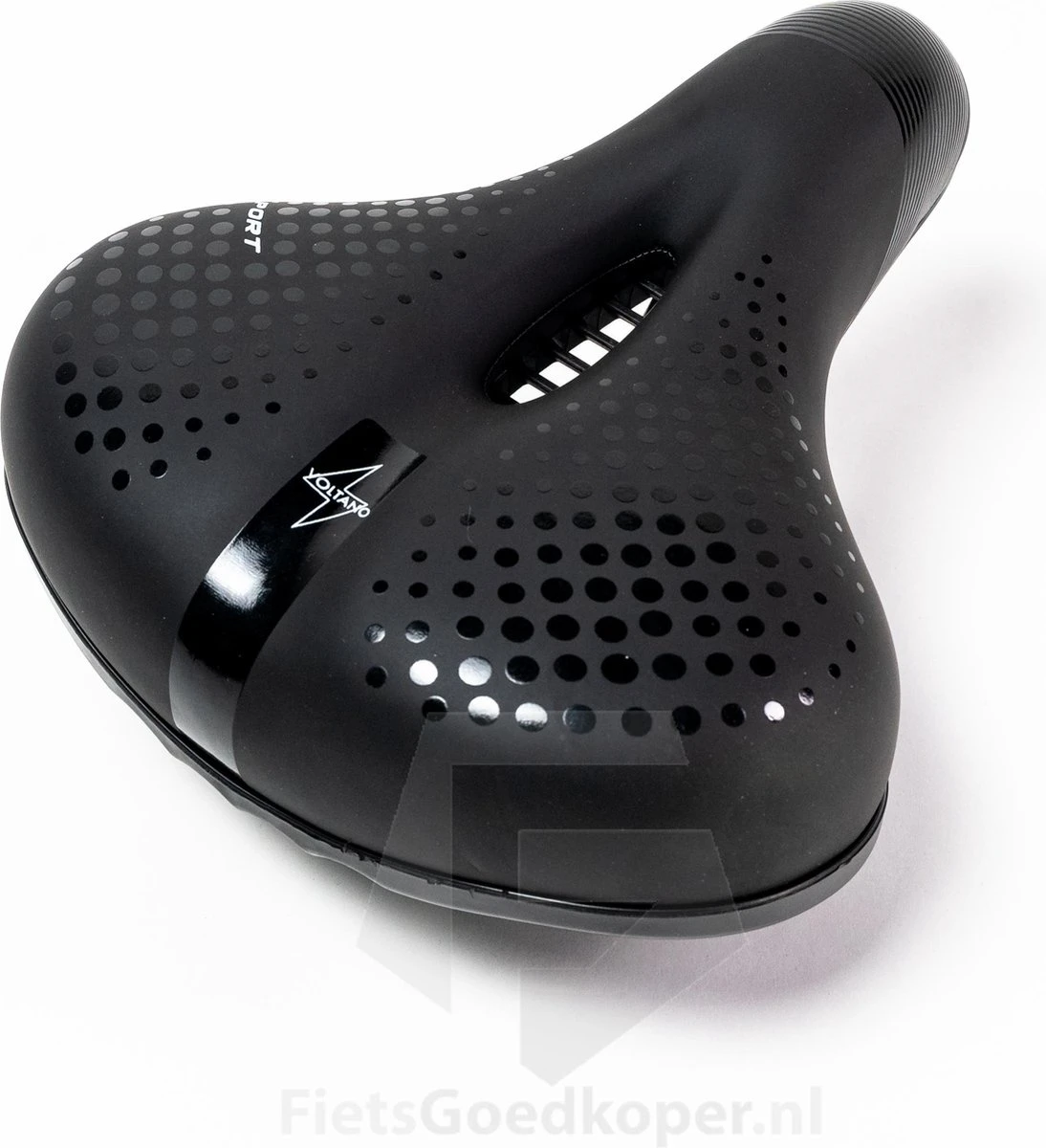 Voltano Pro Gel Fietszadel – Met Uitsparing – Zwart – Unisex - Inclusief Zadelstrop - Ergonomisch Gevormd - Elastomeer Vering - Afbeelding 4