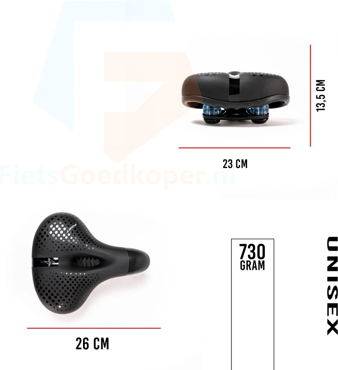 Voltano Pro Gel Fietszadel – Met Uitsparing – Zwart – Unisex - Inclusief Zadelstrop - Ergonomisch Gevormd - Elastomeer Vering - Afbeelding 9