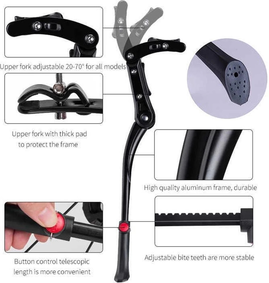 Decopatent® PRO Fietsstandaard - 24- 29 Inch - Mountainbike Standaard - Verstelbaar 46 -> 50 Cm - Fietsenstandaard - Zijstandaard - Afbeelding 7