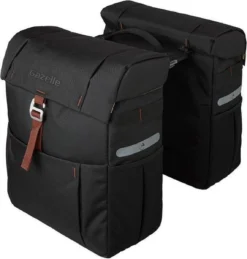 Gazelle Dubbele Fietstas 37 Liter Zwart/bruin