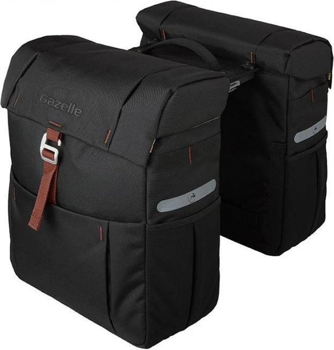 Gazelle Dubbele Fietstas 37 Liter Zwart/bruin
