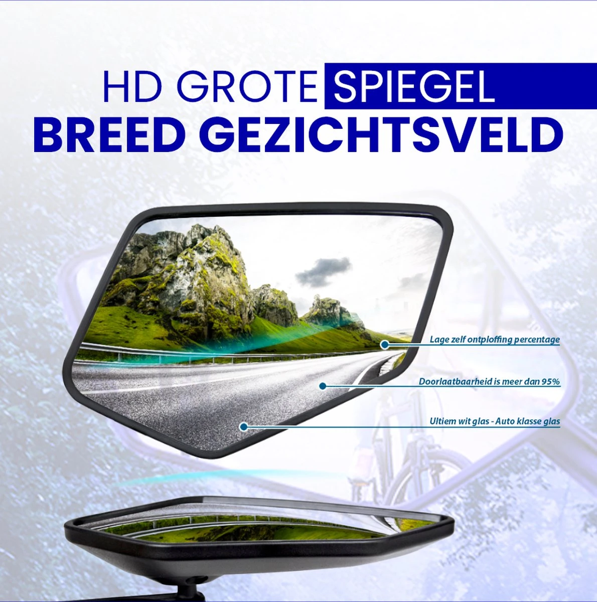 Beyond Gold - Fietsspiegel - Links - Reflectie Strip - E Step - Elektrische Fiets - Mountain Bike - Incl Grote Kijkhoek - Achteruitkijkspiegel - 360º Verstelbaar - Multifunctioneel - Incl Inbussleutel - Fiets Spiegel - Afbeelding 12