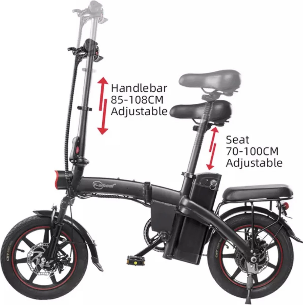 F-Wheel DYU A5 - Elektrische Vouwfiets - E Bike - 14 Inch - 7.5 Ah - 25km/u - Zwart - Afbeelding 3