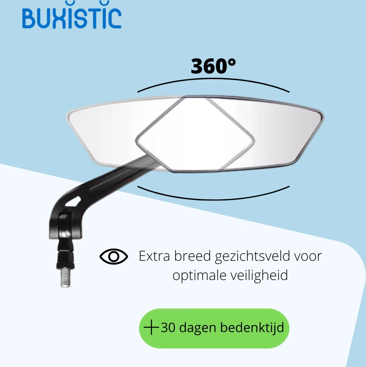 Merkloos Fietsspiegel - Set Van 2 - Links En Rechts - E Bike - Speed Pedelec - 360° Verstelbaar - Zwart - Achteruitkijkspiegel - Afbeelding 2