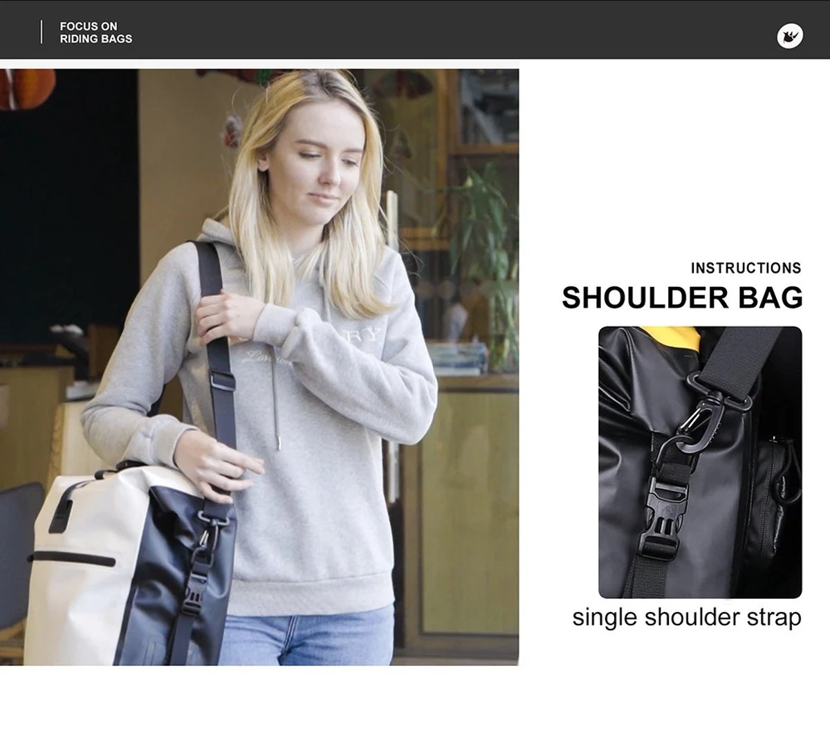 Fietstas - Rugzak - Rolltop - Schoudertas - Schooltas - Geel - Volledig Waterdicht 27L - Afbeelding 18