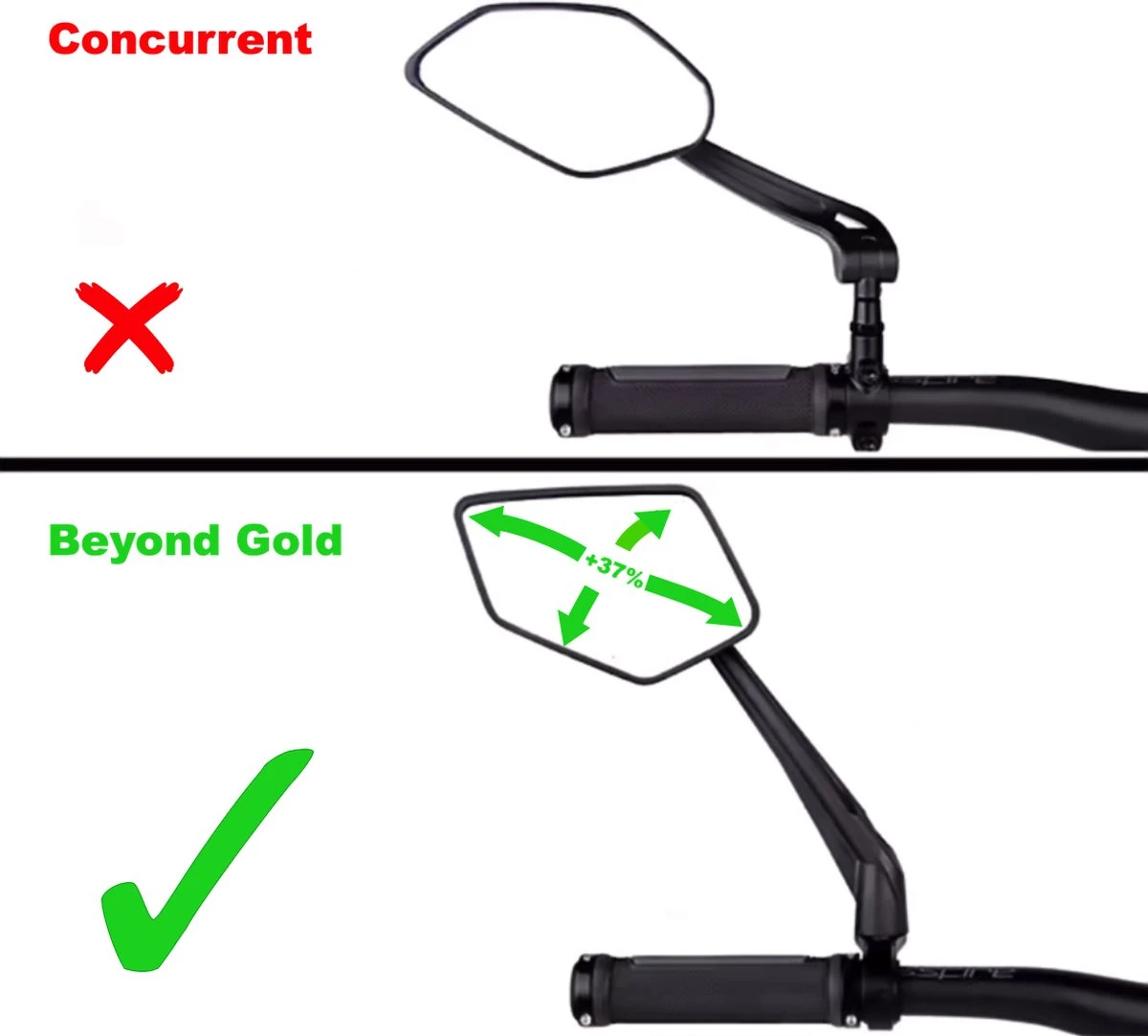 Beyond Gold - Fietsspiegel - Links - Reflectie Strip - E Step - Elektrische Fiets - Mountain Bike - Incl Grote Kijkhoek - Achteruitkijkspiegel - 360º Verstelbaar - Multifunctioneel - Incl Inbussleutel - Fiets Spiegel - Afbeelding 9
