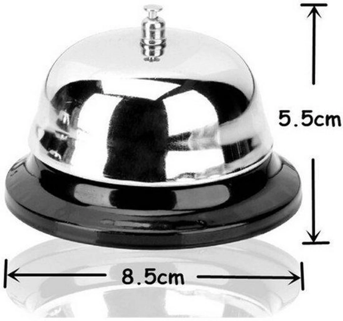 Merkloos Verchroomde RVS Tafelbel - School Bel / Balie Bel / Hotel Bel / Receptiebel - Afbeelding 3