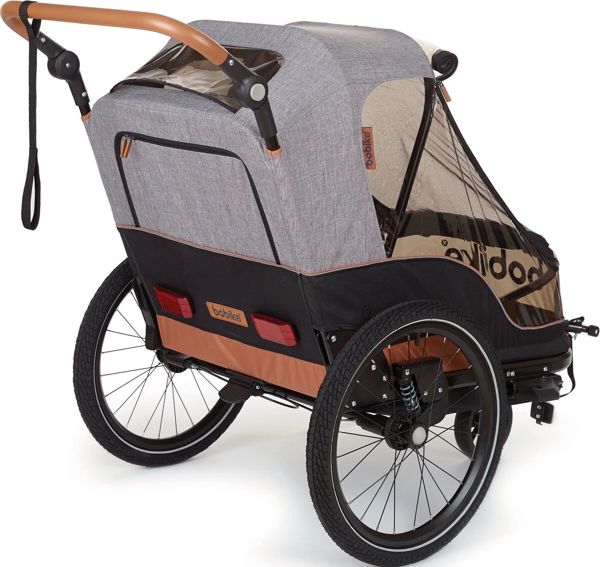 Bobike 2-in-1 Fietskar En Wandelwagen - Zwart/bruin - Afbeelding 5