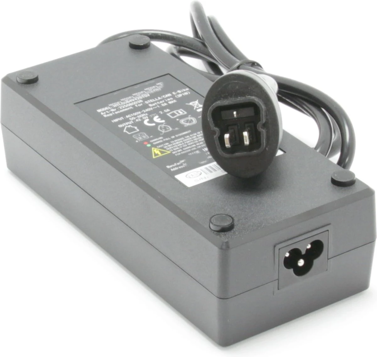 Acculader Stella SSLC084V42 - Elektrische Fietsoplader - 42V - 2A - 3 Pin Connector - Afbeelding 2