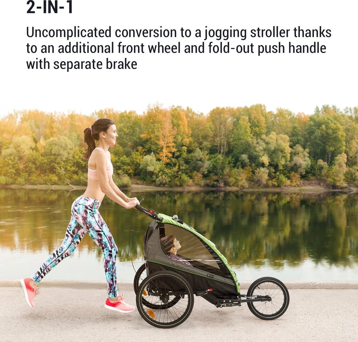 Klarfit Kiddy King Fietskar Voor Kinderen - Fietsaanhanger Voor 1 Tot 2 Kinderen Vanaf 12 Maanden - Joggerbuggy - Met Gaas En Regehoes - Inclusief Opbergruimte - Afbeelding 7