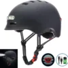 Fietshelm- Met Voor- En Achterlicht-Skatehelm -Maat-M-54 Tot 57 Cm-Helm Mat-Zwart - LED Verlichting