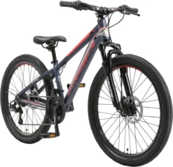 Bikestar 24 Inch 21 Speed Hardtail MTB Sport, Blauw / Rood