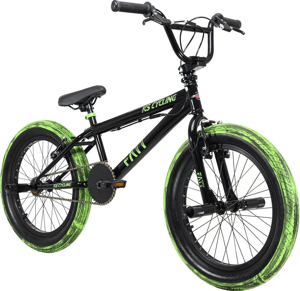 Ks Cycling Fiets BMX Freestyle 20'' Fatt Zwart-groen - 25 Cm