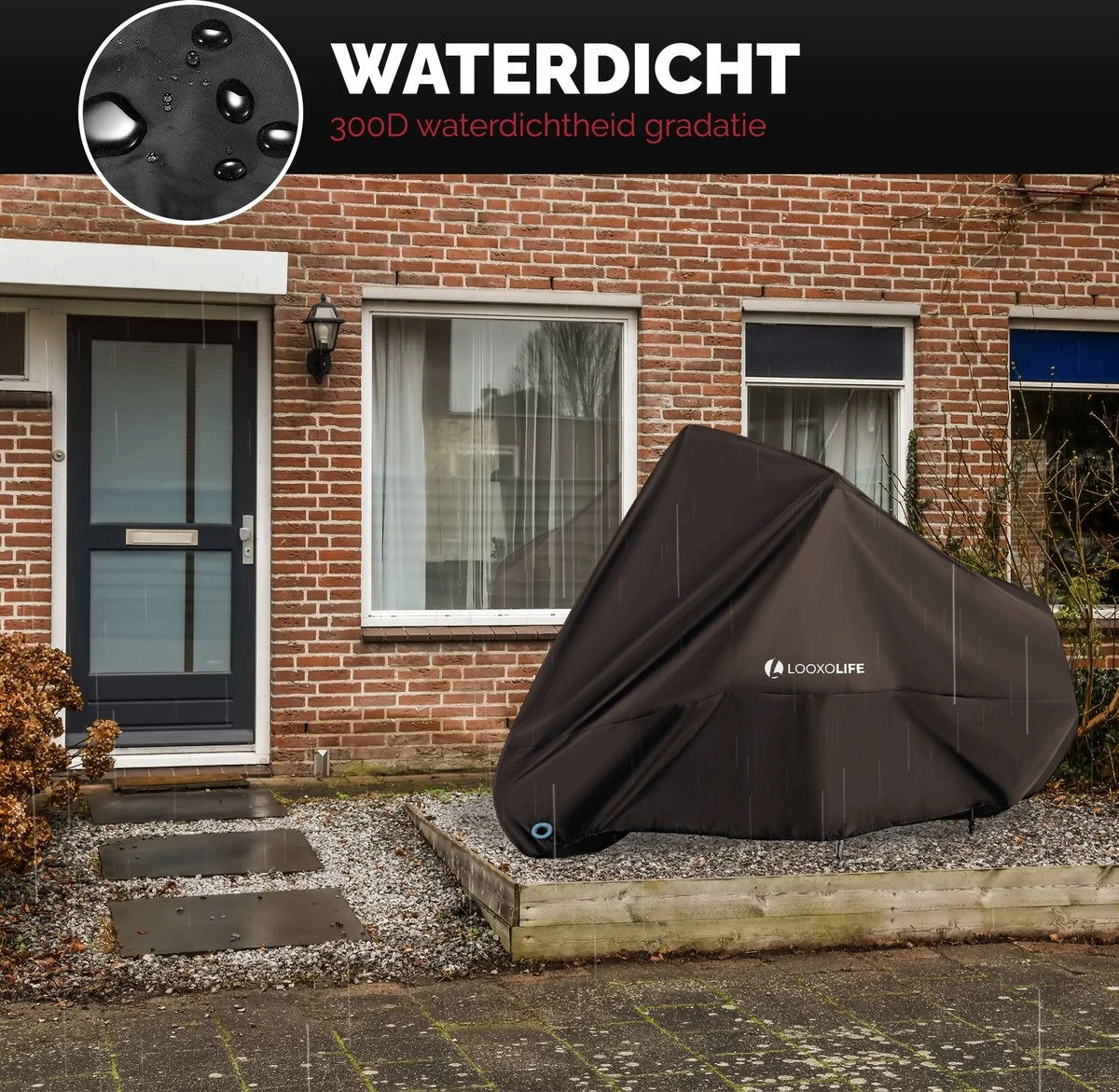 Merkloos Fietshoes - Voor 1 Fiets Of 2 Fietsen - Waterdicht - XXL - Ultra Sterk & Dik - Premium PU Coating - Met Opberghoes - Afbeelding 2