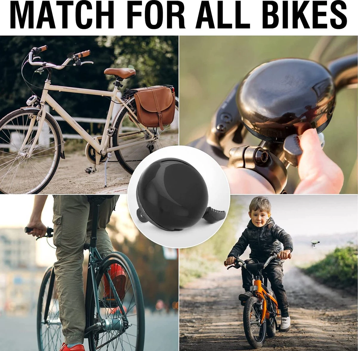 Fietsbel Zwart 5.5 Cm Stalen Fietsbel - Universele Fietsbel Zwart Hoorbare Klank. - Afbeelding 3