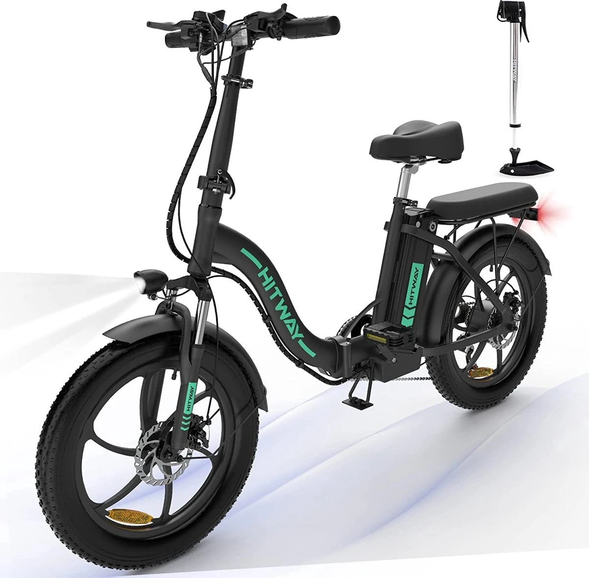 Hitway BK6 Elektrische Fiets | Opvouwbare E-bike | 20 Inch Fat Tire | 350W Motor | 10Ah | Zwart/Groen