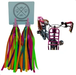 Entergoods® Stuurslingers - Fiets Versiering Kinderen - Stuurversiering Slingers - Handvat Streamers Voor Meisjes - Streamers Voor Jongens - Groen Oranje Paarse Franjes - 2 Stuks - 24 CM - Stuurslingers Voor Kinderfiets