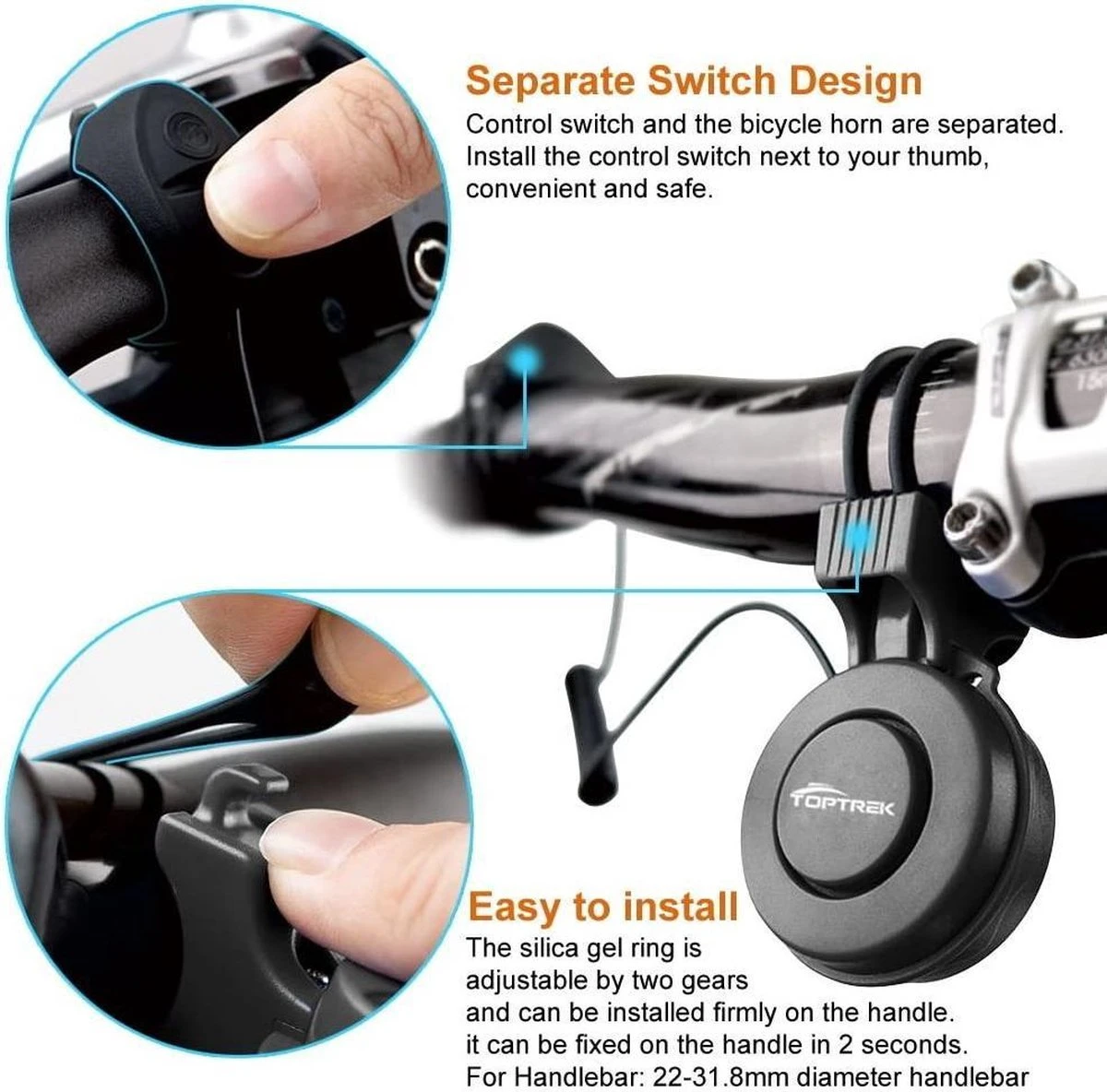 Merkloos Elektrische Fietsbel Mirage T-002 - USB Oplaadbaar - 80 ~ 90dB - Afbeelding 11