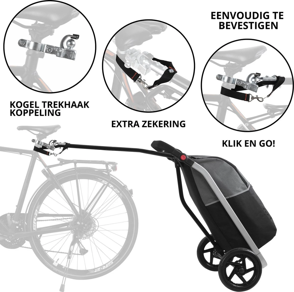 Shoppingcruiser 2 In 1 Boodschappentrolley Voor Achter De Fiets - Fietskar - Robuuste Boodschappenwagen - Allround Bagagekar - Afbeelding 11