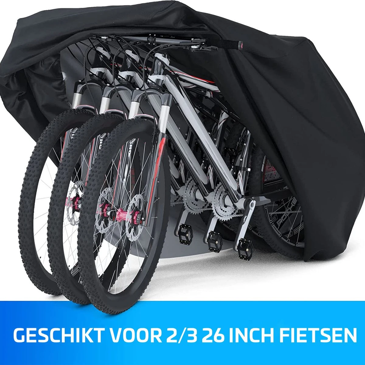 Nince Fietshoes Universeel Voor Alle Fietsen - Waterdicht 210D Oxford - Fiets Hoes Voor 2 Fietsen - Incl. Opbergzak - Zwart - Afbeelding 2