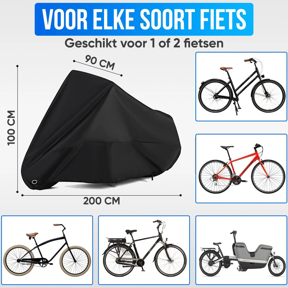 Strex Fietshoes Universeel Voor Alle Fietsen - Waterdicht Ultra Sterk Oxford - Fiets Hoes Voor 1/2 Fietsen - Incl. Opbergzak - Afbeelding 7