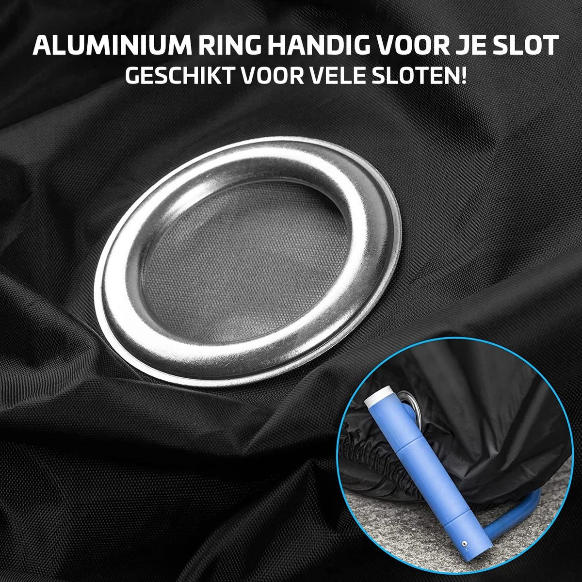 Nince Fietshoes Universeel Voor Alle Fietsen - Waterdicht 210D Oxford - Fiets Hoes Voor 2 Fietsen - Incl. Opbergzak - Zwart - Afbeelding 6