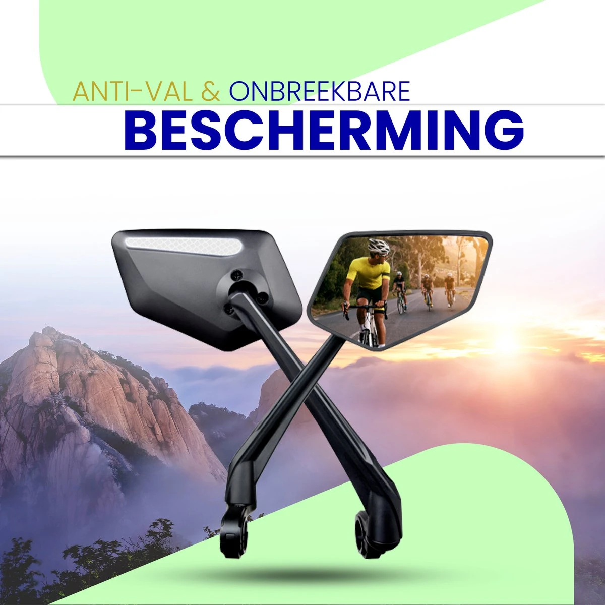 Beyond Gold - Fietsspiegel - Links - Reflectie Strip - E Step - Elektrische Fiets - Mountain Bike - Incl Grote Kijkhoek - Achteruitkijkspiegel - 360º Verstelbaar - Multifunctioneel - Incl Inbussleutel - Fiets Spiegel - Afbeelding 5