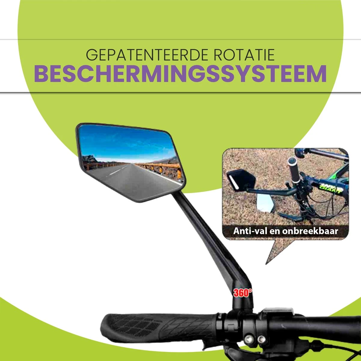 Beyond Gold - Fietsspiegel - Links - Reflectie Strip - E Step - Elektrische Fiets - Mountain Bike - Incl Grote Kijkhoek - Achteruitkijkspiegel - 360º Verstelbaar - Multifunctioneel - Incl Inbussleutel - Fiets Spiegel - Afbeelding 6