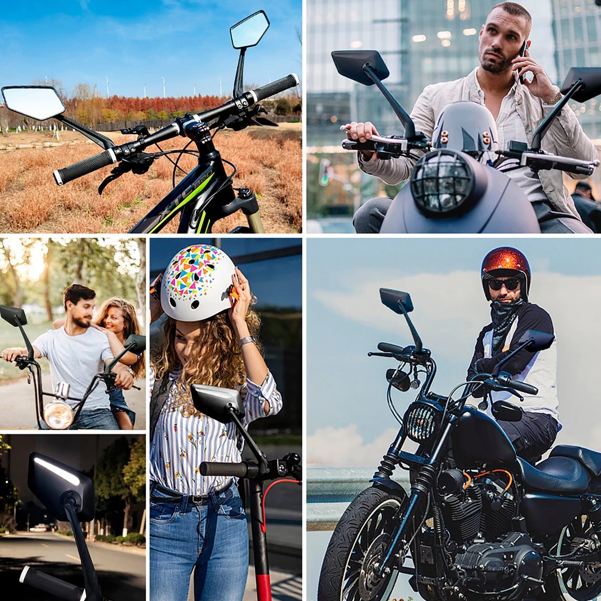 Beyond Gold - Fietsspiegel - Links - Reflectie Strip - E Step - Elektrische Fiets - Mountain Bike - Incl Grote Kijkhoek - Achteruitkijkspiegel - 360º Verstelbaar - Multifunctioneel - Incl Inbussleutel - Fiets Spiegel - Afbeelding 10