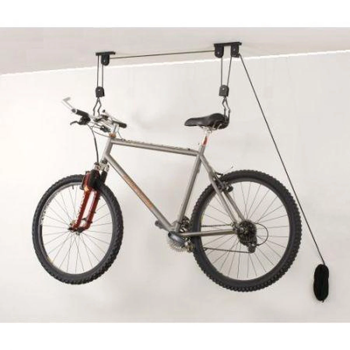 Merkloos Double Fietslift Ophangsysteem - Plafond Fietsbeugel Met Haken - Fietshaak Plafondlift Ophangbeugel - 2 Ophanghaken - Afbeelding 3