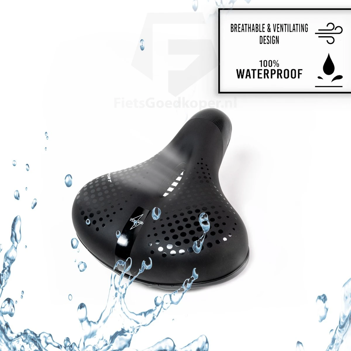 Voltano Pro Gel Fietszadel – Met Uitsparing – Zwart – Unisex - Inclusief Zadelstrop - Ergonomisch Gevormd - Elastomeer Vering - Afbeelding 5