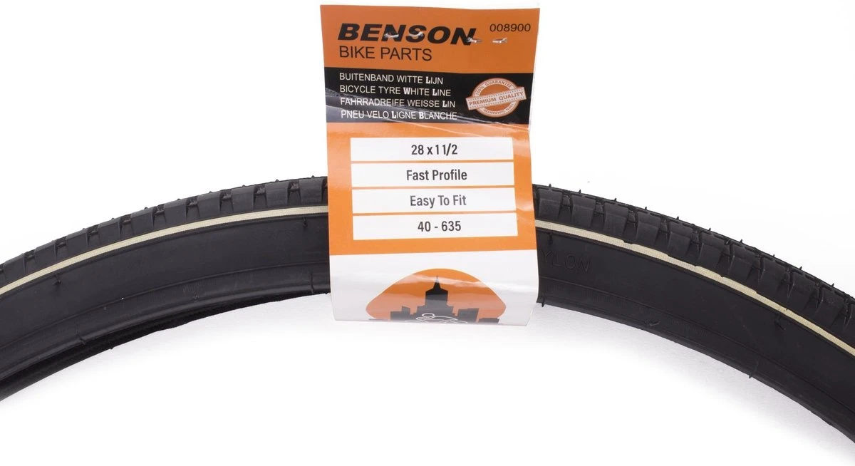 Benson Buitenband 28 Inch X 1 1/2 Met Witte Lijn - Afbeelding 3