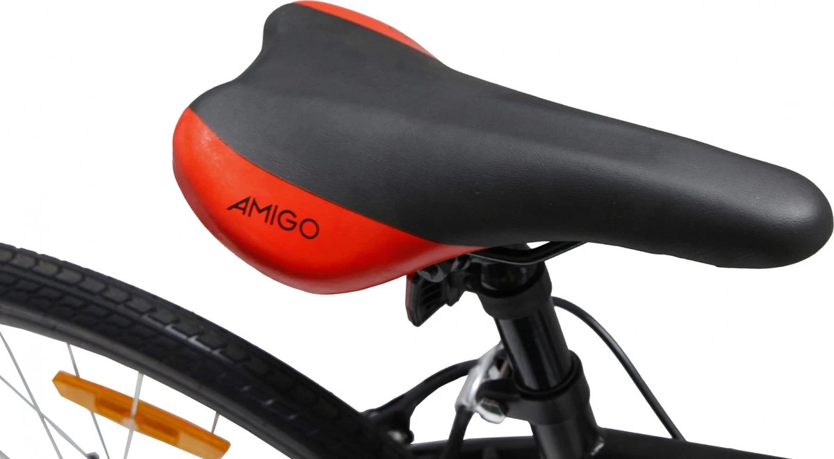 Amigo Control - Mountainbike 28 Inch - Voor Dames En Heren - Met 21 Versnellingen - Zwart/Rood - Afbeelding 3