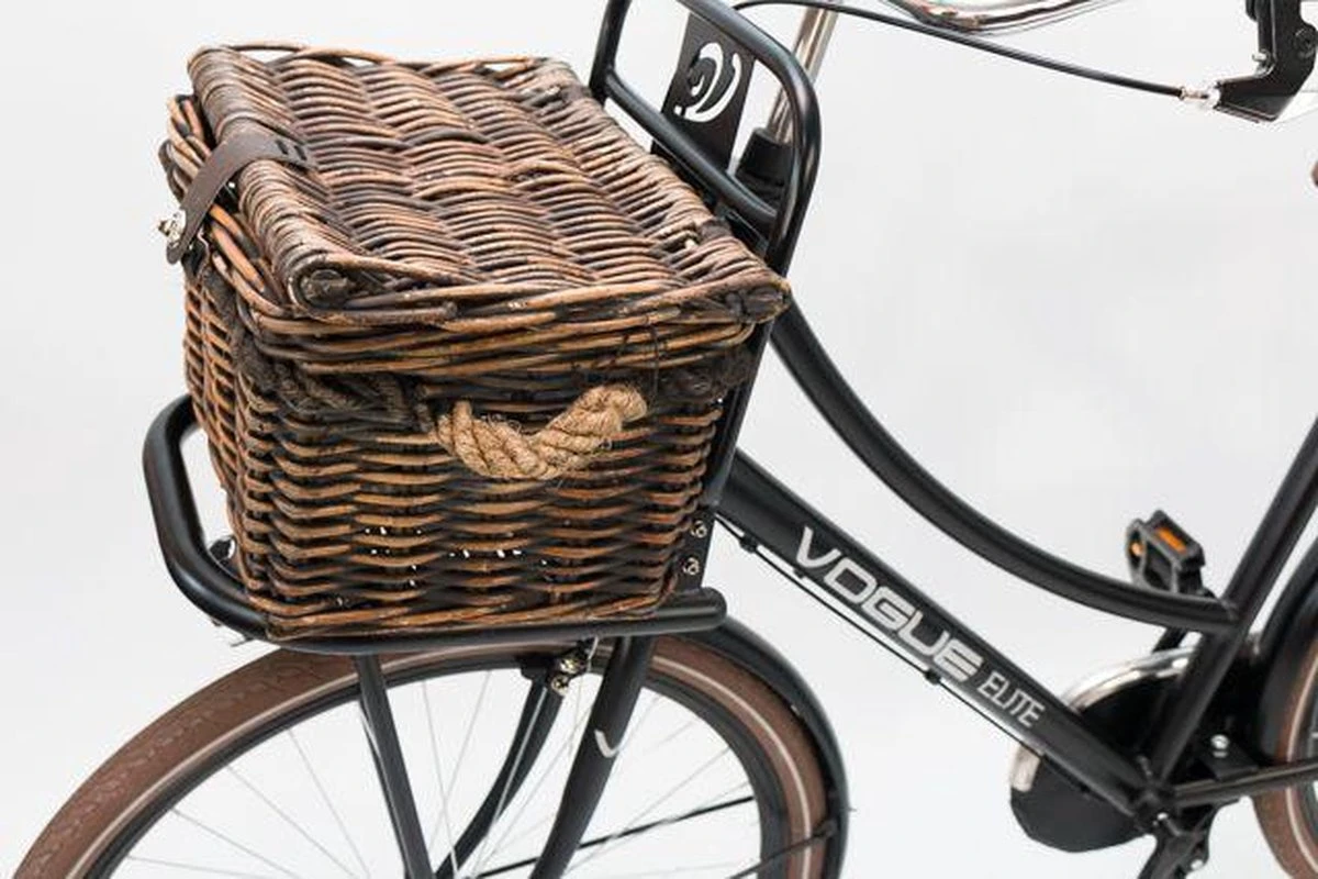 New Looxs Melbourne Medium Fietsmand Voordrager - 24 Liter - Rotan - Bruin - Afbeelding 4