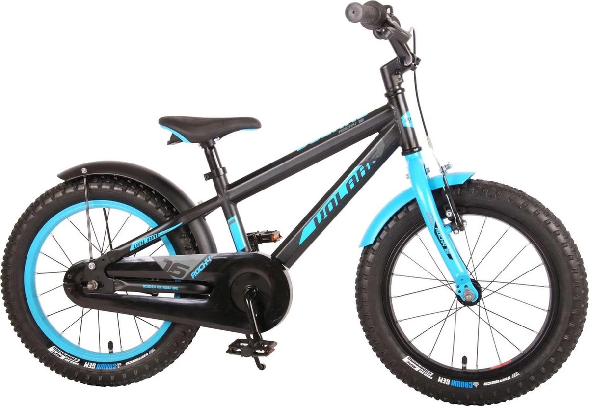 Volare Rocky Kinderfiets - 16 Inch - Zwart Blauw - 95% Afgemonteerd - Prime Collection - Afbeelding 2
