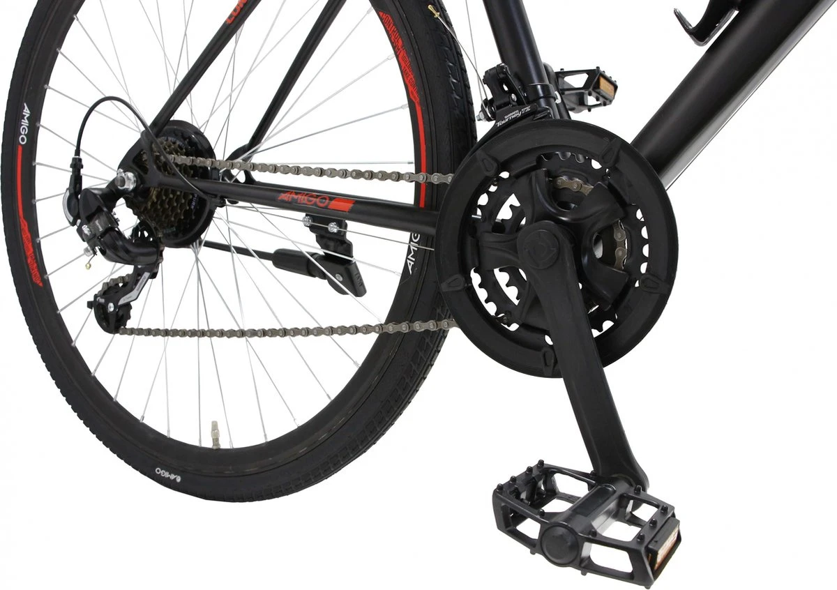 Amigo Control - Mountainbike 28 Inch - Voor Dames En Heren - Met 21 Versnellingen - Zwart/Rood - Afbeelding 7