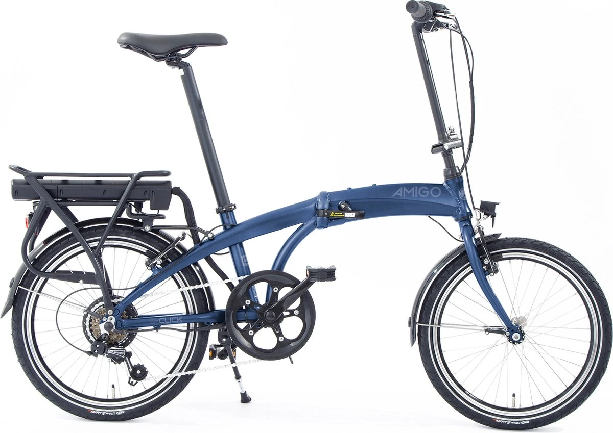 Amigo E-Click C1 | Elektrische Vouwfiets | Opvouwbare E-bike | 20 Inch | 250W Motor | Donkerblauw