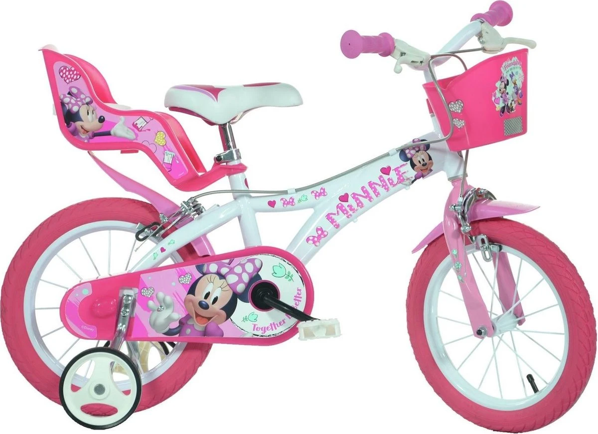 Dino Disney Minnie Mouse - Fiets - Meisjes - Wit;Roze - 16 Inch