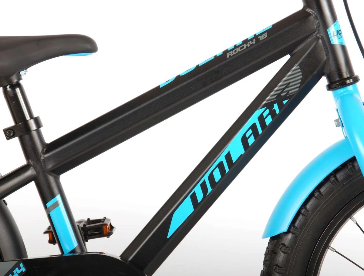 Volare Rocky Kinderfiets - 16 Inch - Zwart Blauw - 95% Afgemonteerd - Prime Collection - Afbeelding 4