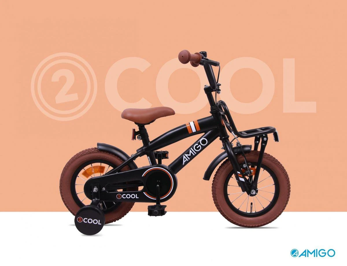 Amigo 2Cool Jongensfiets - Kinderfiets 12 Inch - Matzwart - Afbeelding 9