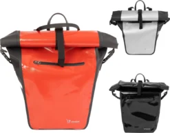 Ekostar® Online Shopping - 2in1 Fietstas - 100% Waterdicht - Rolltop - Rood - 17 Tot 28 Liter - Enkele Fietstas