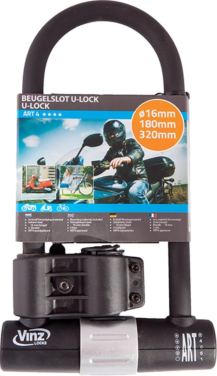 VINZ Ararat Beugelslot / Fietsslot / Motorslot / Scooterslot ART 4 - 32 Cm - Afbeelding 4