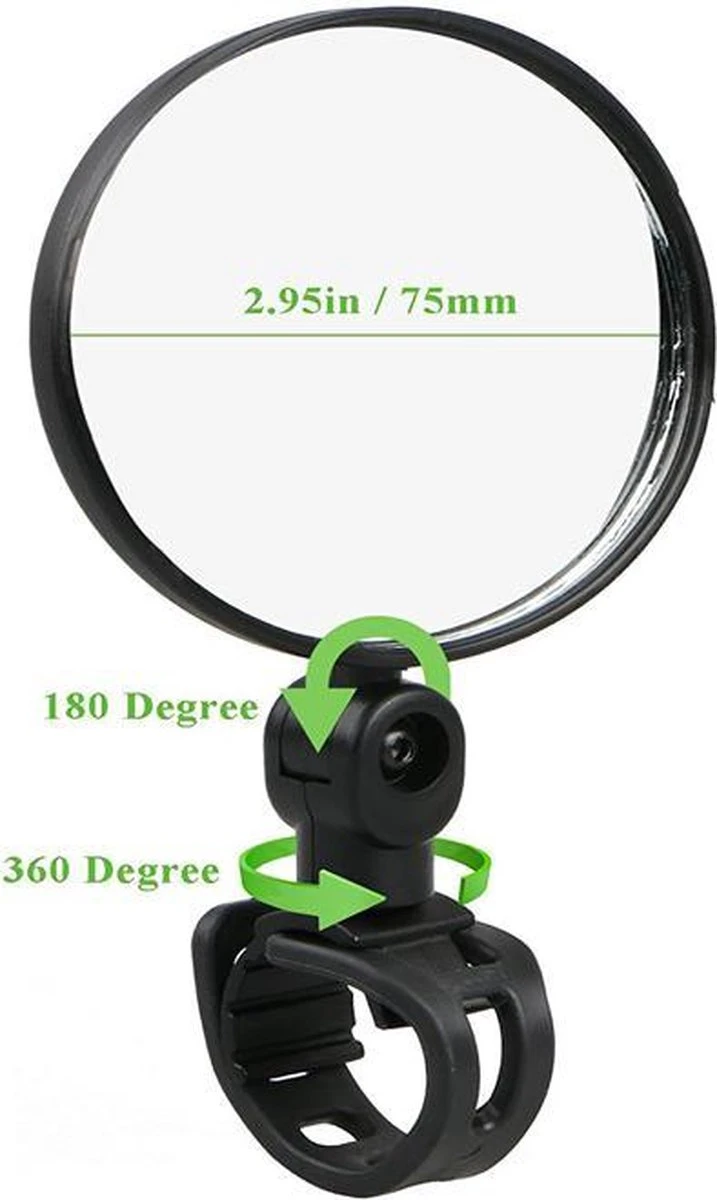 BeConfident® Fietsspiegel – Fietsspiegel E-Bike – Verstelbaar – Reflector – Fietspiegel - Zwart – Elektrische Fiets – Achteruitkijkspiegel – Sport – Veiligheid – Reflectie - Fietspigel - Afbeelding 2