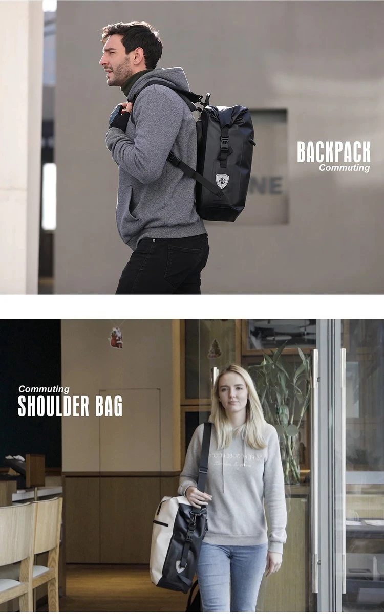 Fietstas - Rugzak - Rolltop - Schoudertas - Schooltas - Geel - Volledig Waterdicht 27L - Afbeelding 14