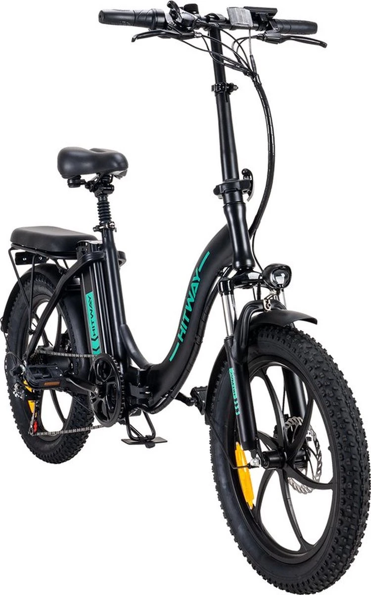 Hitway BK6 Elektrische Fiets | Opvouwbare E-bike | 20 Inch Fat Tire | 350W Motor | 10Ah | Zwart/Groen - Afbeelding 10
